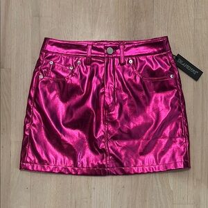 NWT [BLANKNYC] Magenta Pink Shiny Mini Skirt size 25